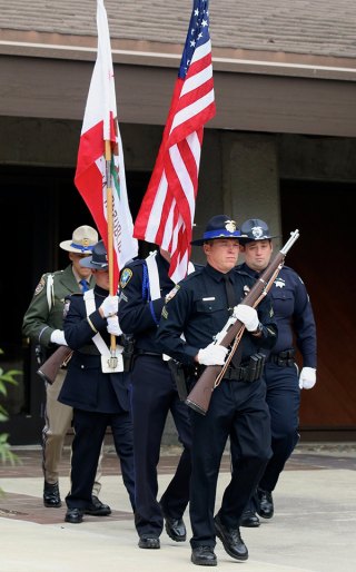 The color guard marches in to Wednesday's Kings County Peace Officers' Memorial.